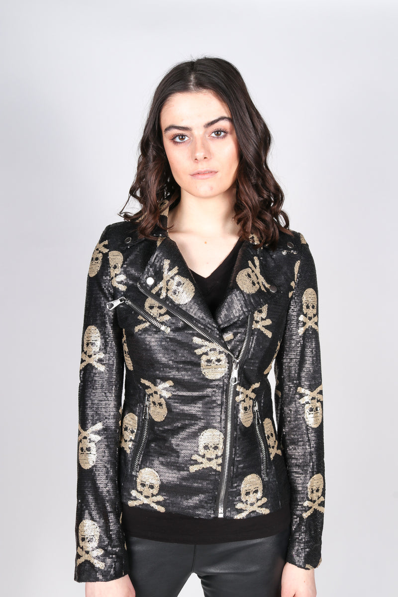 Sequin clearance moto jacket