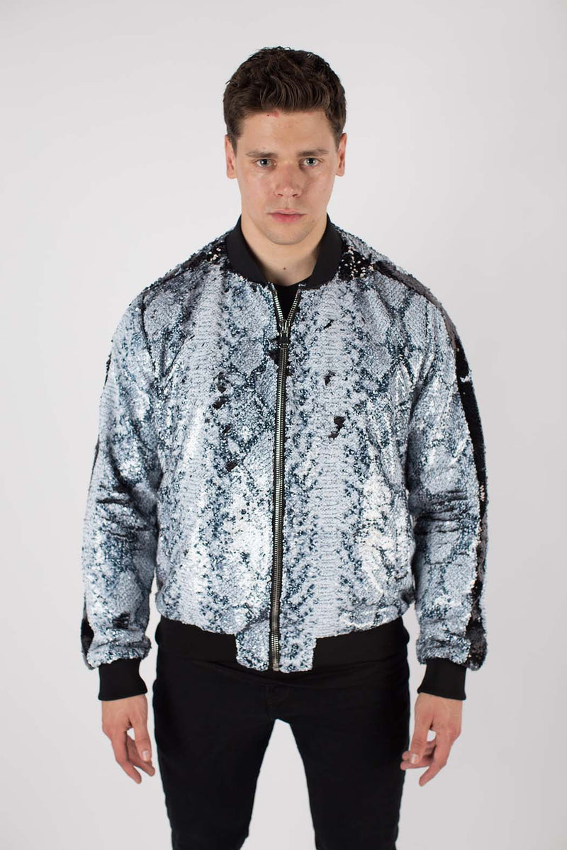 Any Old Iron Whitesnake Sequin Bomber Jacket