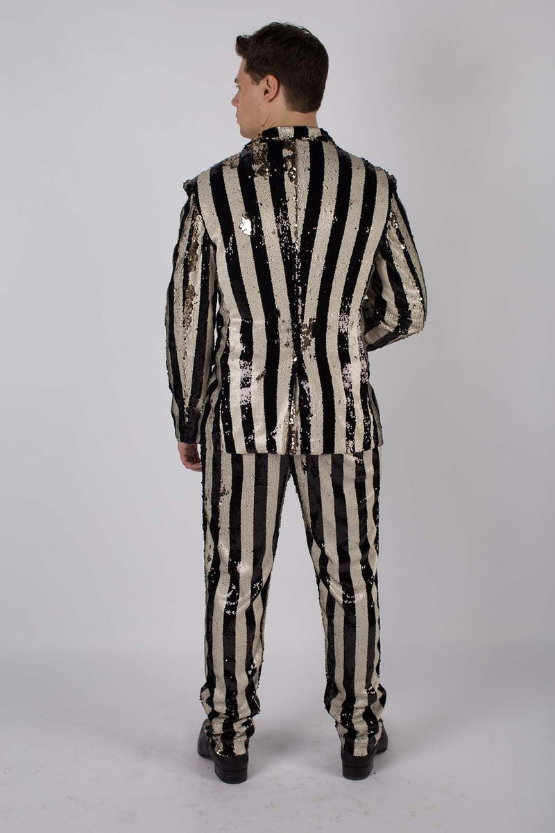 Any Old Iron Stripped Mens Sequin Suit