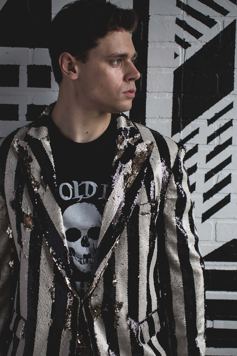 Any Old Iron Men's Stripped Sequin Suit