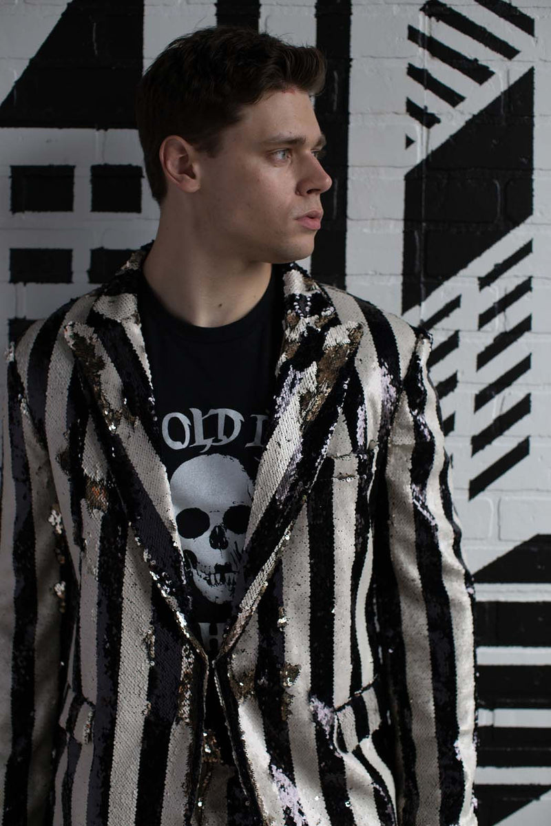 Any Old Iron Men's Stripped Sequin Suit