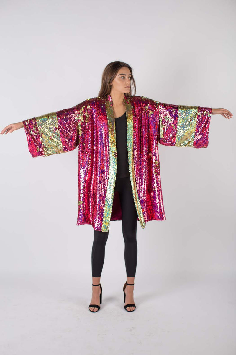 Any Old Iron Hologram Sequin Kimono