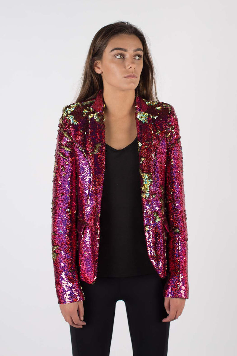 Any Old Iron Pink Hologram Moto Jacket