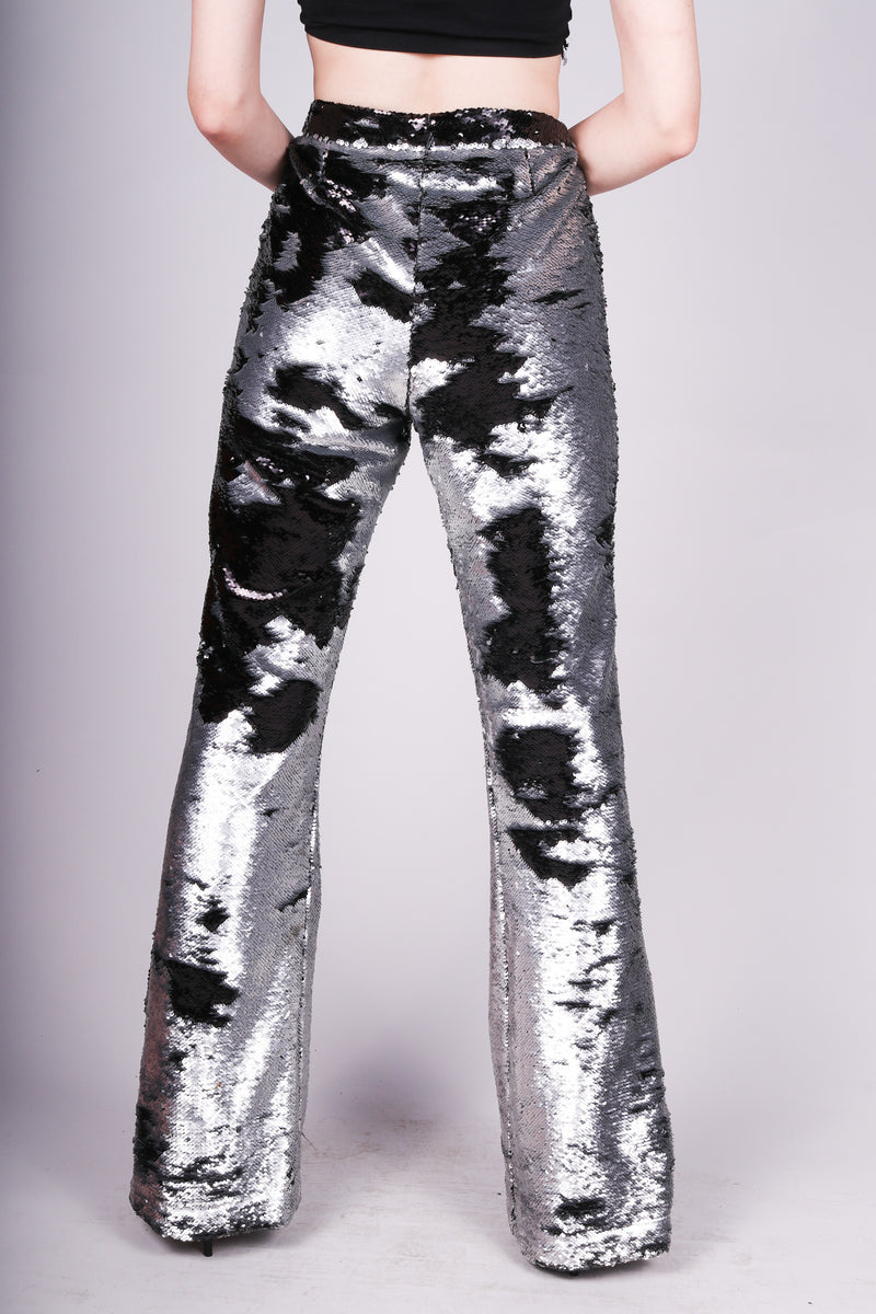 Pantalones de lentejuelas plateados mate Any Old Iron