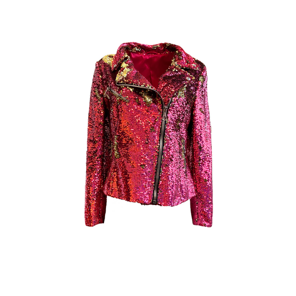 Any Old Iron Pink Hologram Moto Jacket