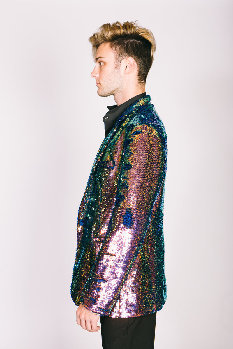 Any Old Iron Mens Oil Slick Sequin Jacket