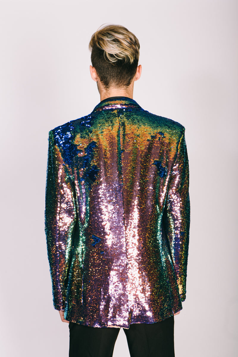 Any Old Iron Mens Oil Slick Sequin Jacket