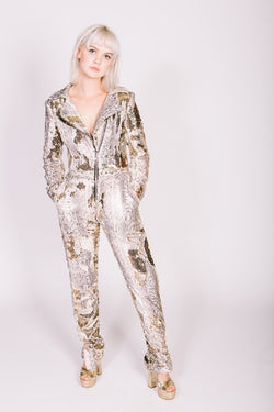 Any Old Iron Sequin Snake Moto Jumpsuit