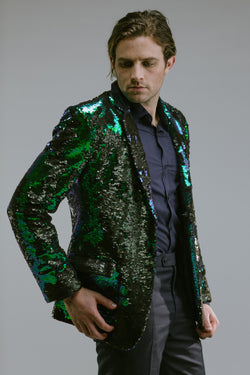 Any Old Iron Peacock Sequin Blazer , Mens Jackets - ANY OLD IRON,  - 1