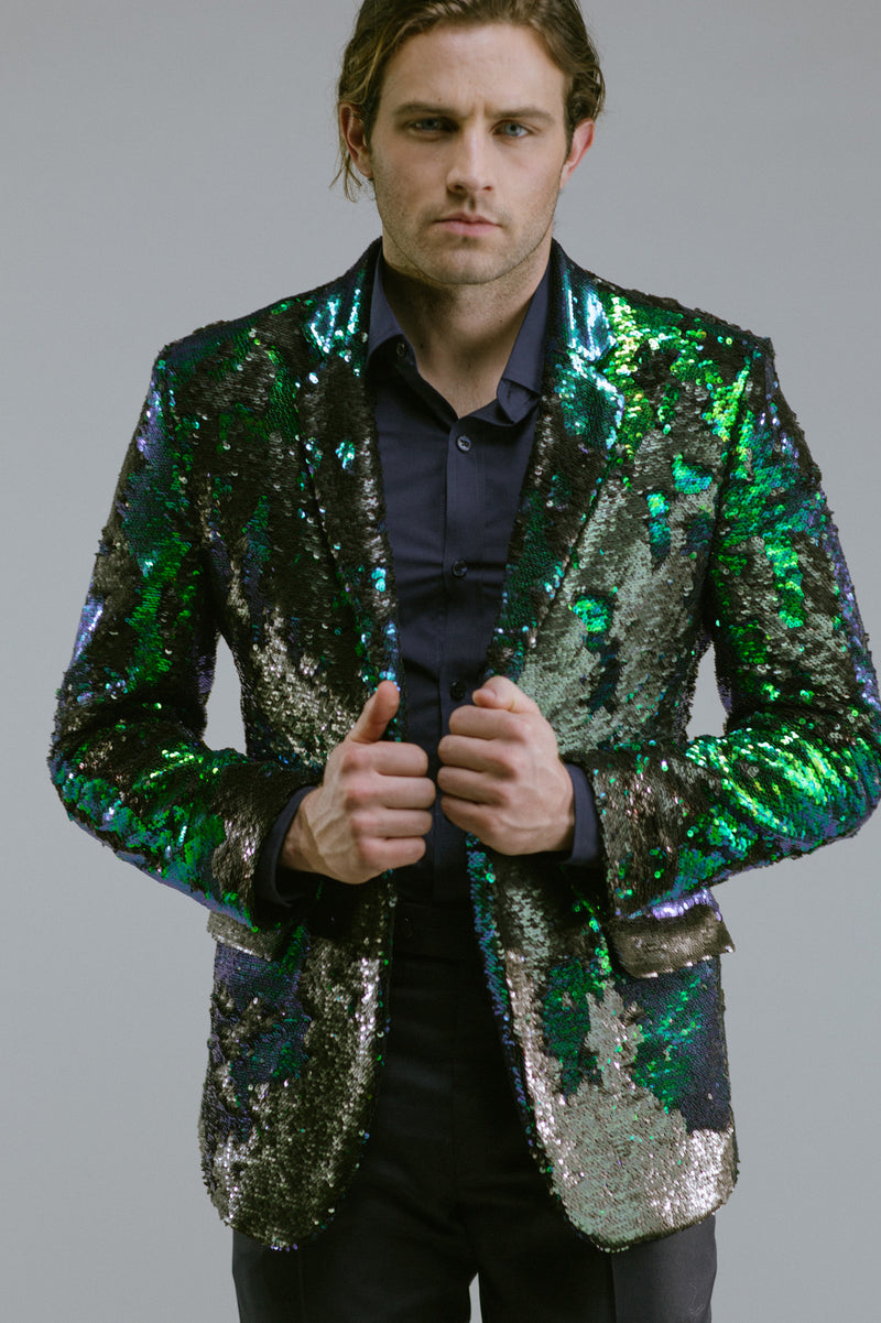 Any Old Iron Peacock Sequin Blazer , Mens Jackets - ANY OLD IRON,  - 3