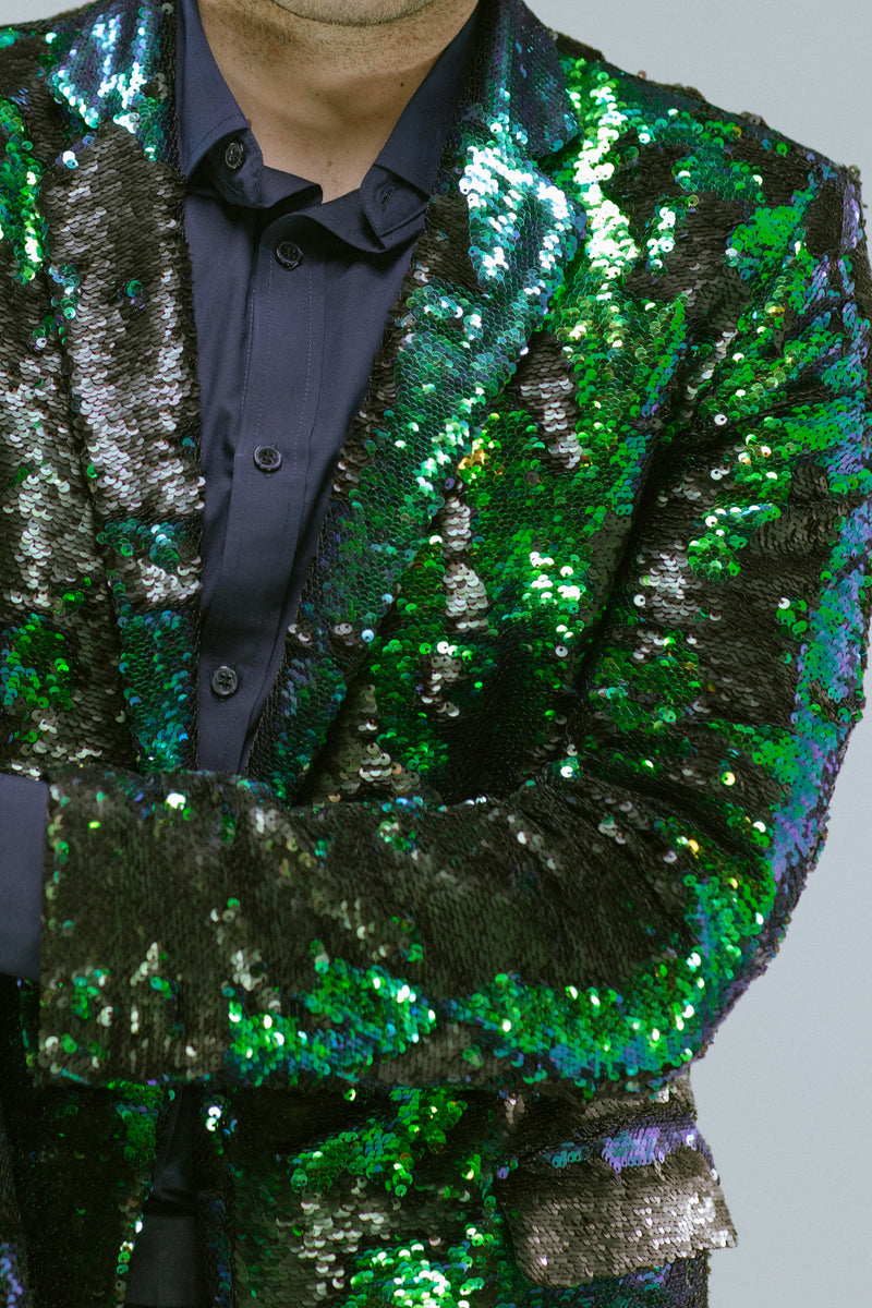 Any Old Iron Peacock Sequin Blazer , Mens Jackets - ANY OLD IRON,  - 9