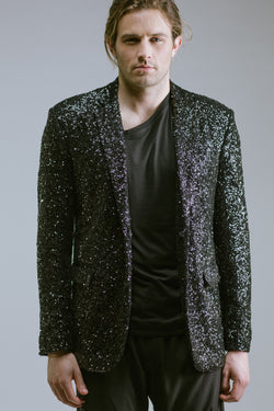 Any Old Iron Black Sequin Blazer , Mens Jacket - ANY OLD IRON,  - 1