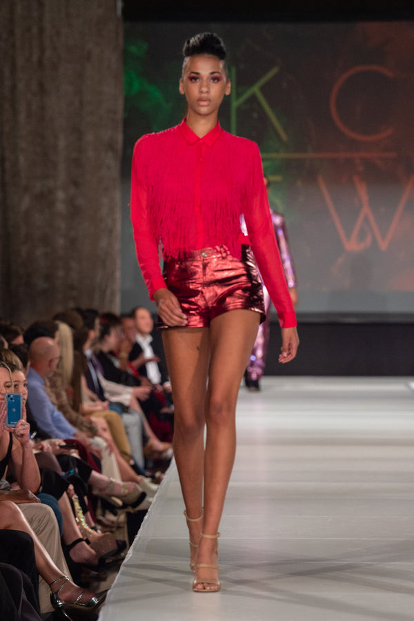 Any Old Iron Pinky Fringe Shirt