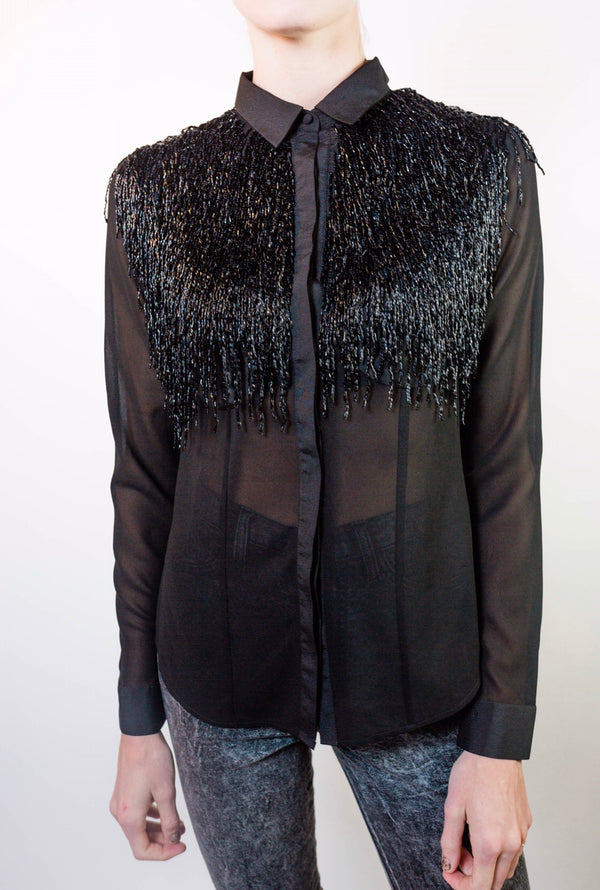 Any Old Iron Beaded Fringe Shirt