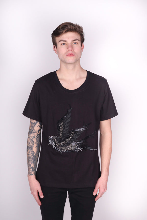 Any Old Iron Men’s Black Swallow T-Shirt