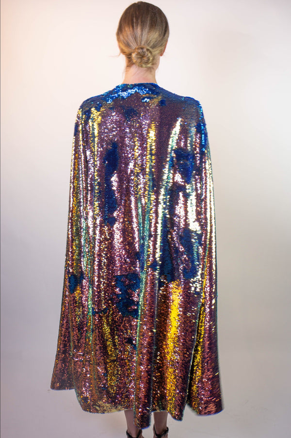 Any Old Iron Oil Slick Long Cape
