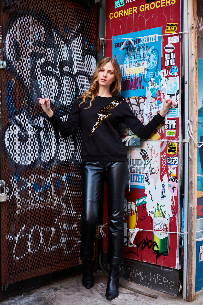 Leopard lightning top bolt sweatshirt