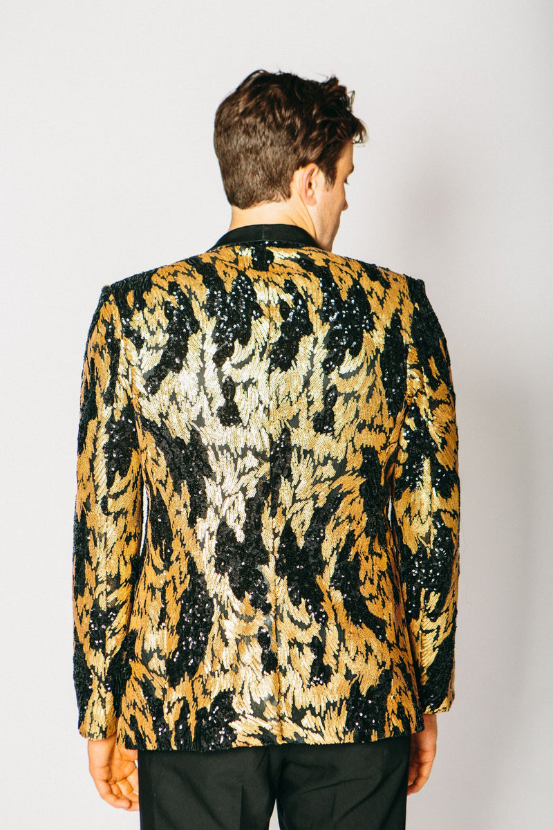 Any Old Iron Black and Gold Sequin Blazer , Mens Jackets - ANY OLD IRON,  - 4