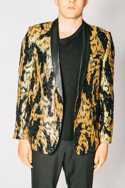 Any Old Iron Black and Gold Sequin Blazer , Mens Jackets - ANY OLD IRON,  - 1
